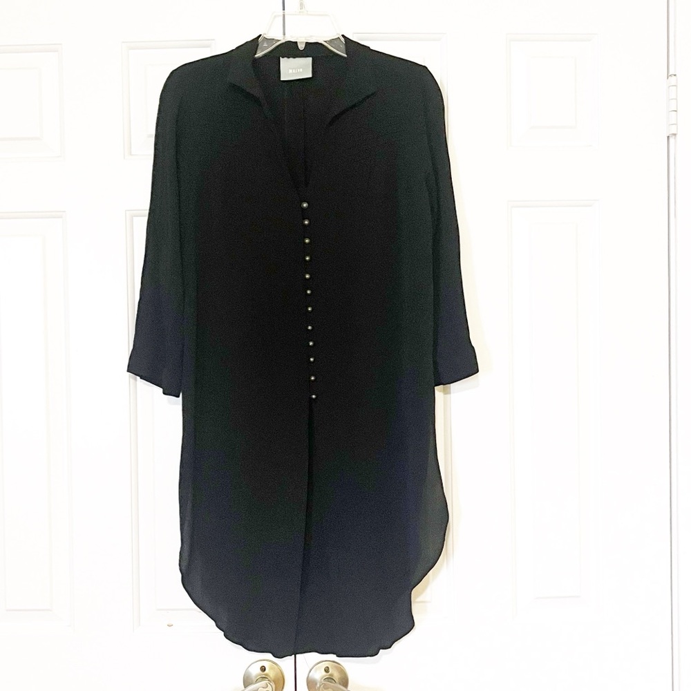 Anthropologie Maeve Ceycan Boho Black Button Front Tunic Shirt Dress. Medium - Picture 8 of 16